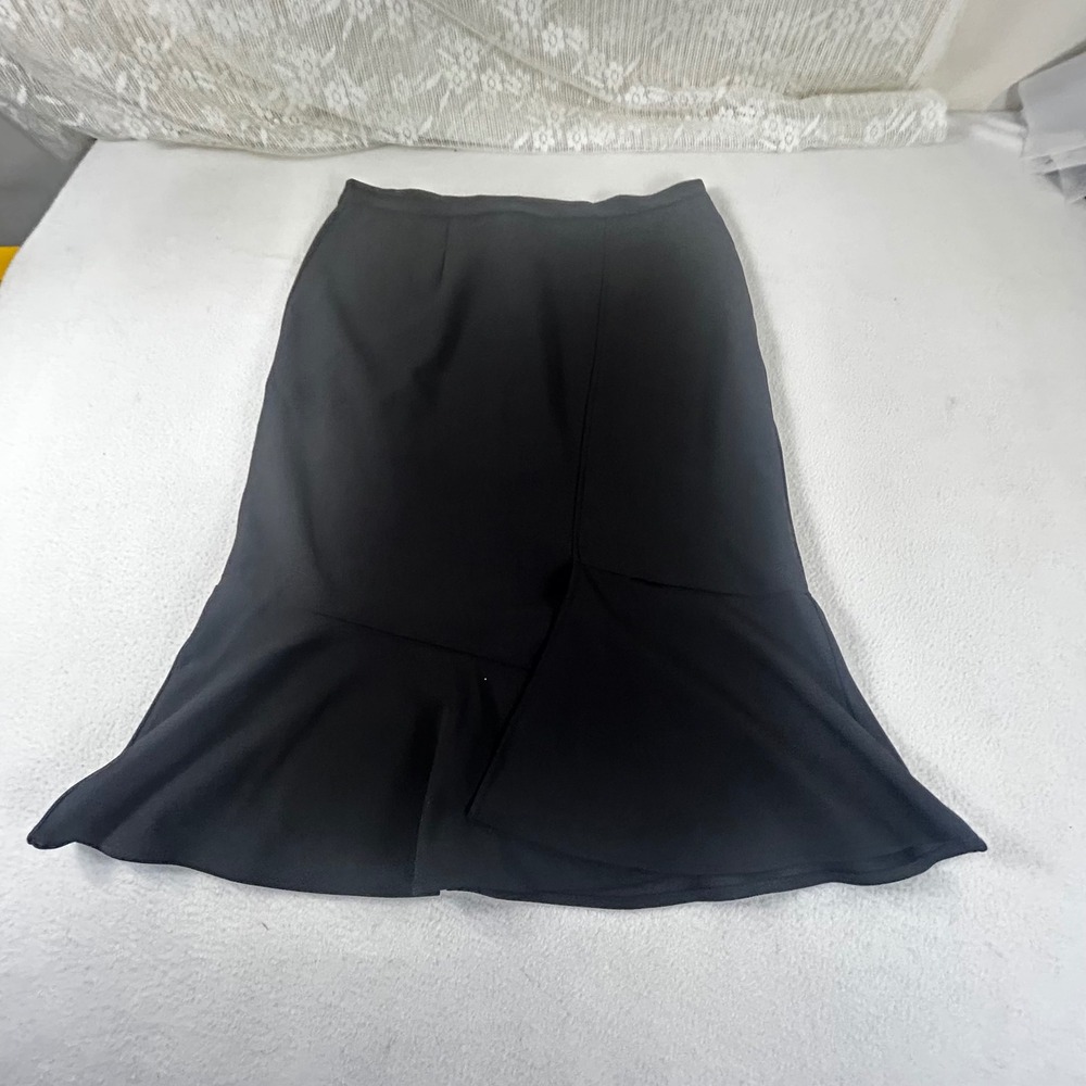 Jemma Black Midi Skirt Ruffle‎ Hem Flounce Detail Knee Length Size L